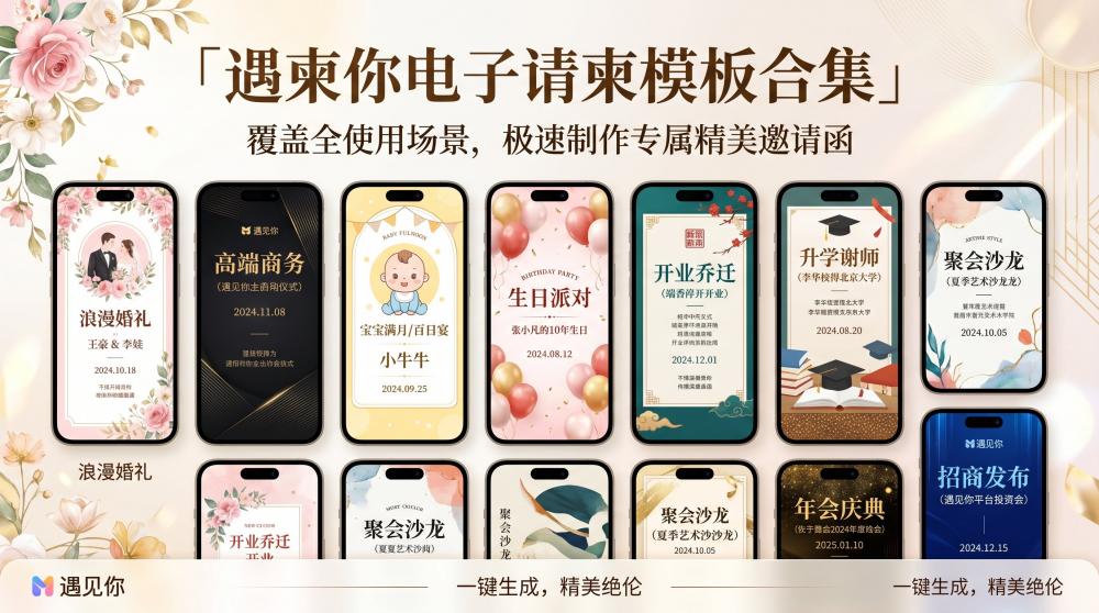 宝宝周岁抓周电子请柬｜温柔记录成长，仪式感拉满不费妈